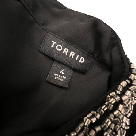 Torrid Georgette Embellished Beaded Choker‎ Tank 4X Black Neck Tie Blouse Top - Picture 12 of 14